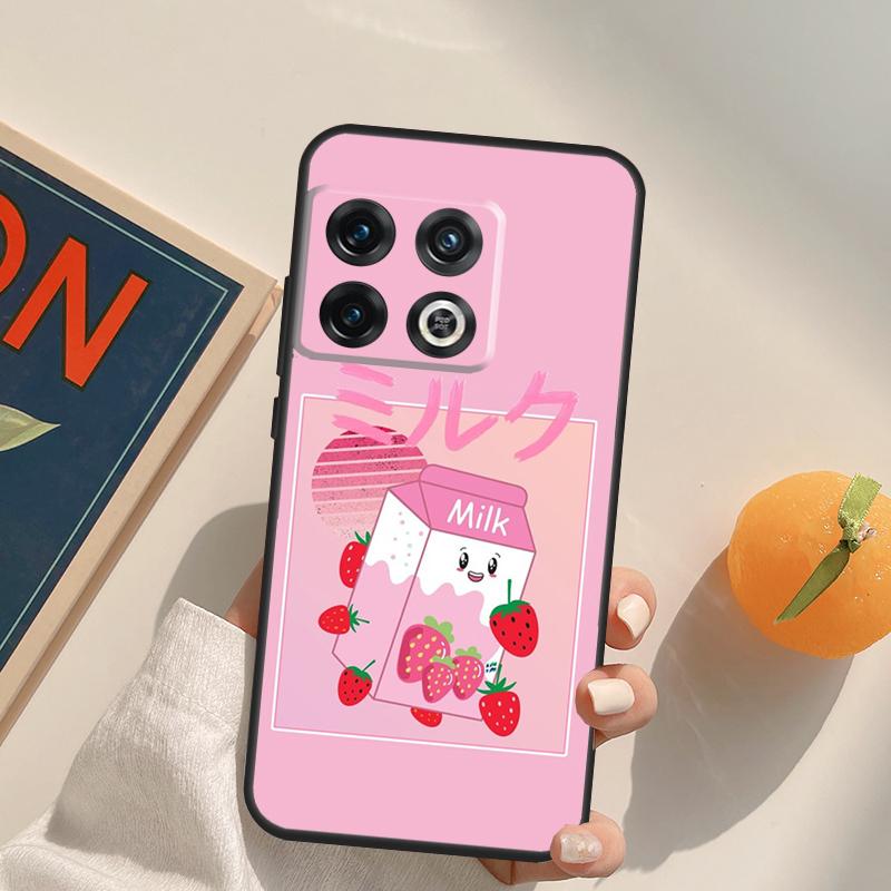 Kawaii Strawberry Milk Case For OnePlus 15 13 12 11 13R 12R 10T 8T 13T OnePlus Nord 5 CE 3 2 4 Lite N20 N30 Cover