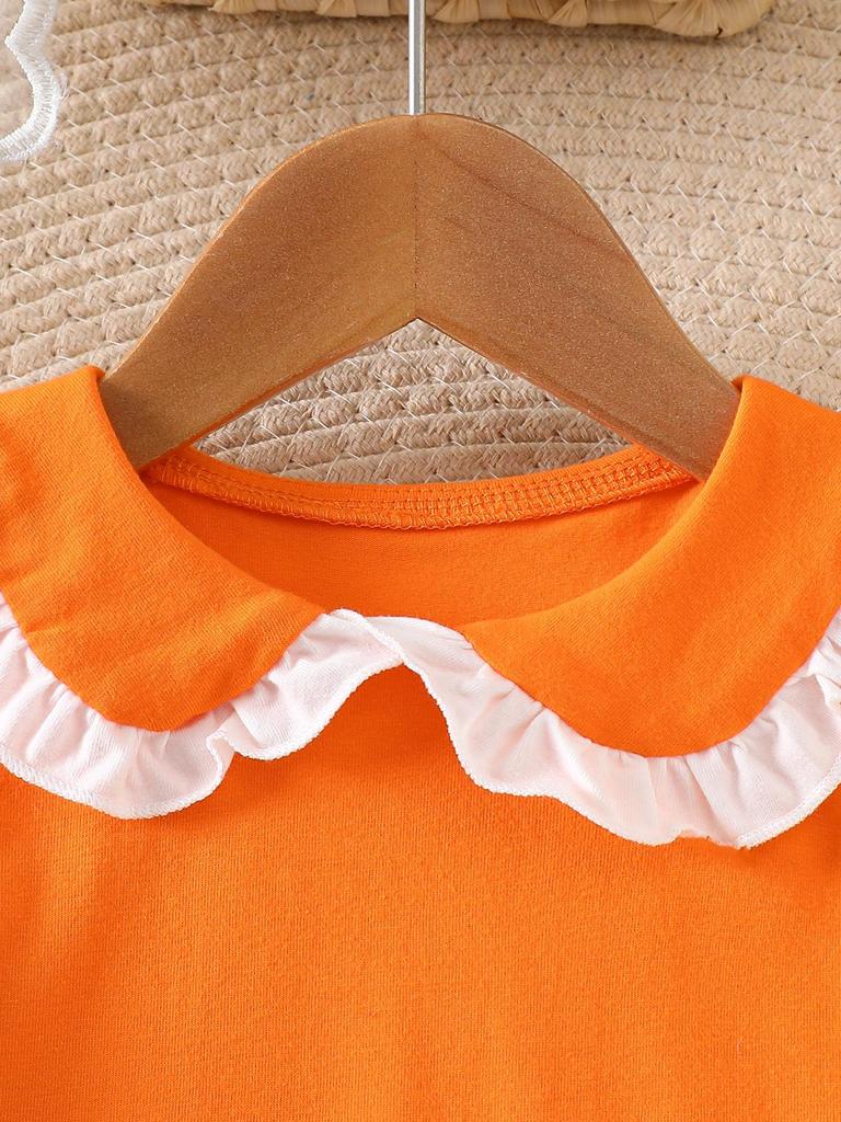 Baby Girls' Orange Top & Carrot Overall Skirt Set