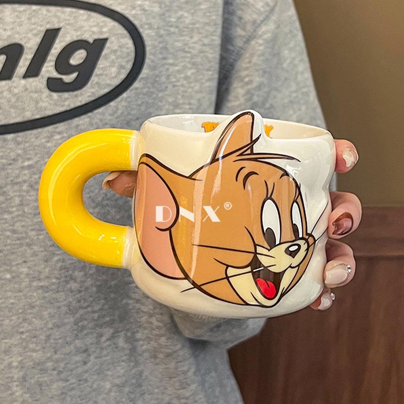 MINISO Cartoon Anime Tom und Jerry Keramik Wasserbecher Paar Zuhause Make-up Niedlich Frühstück Milchbecher Büro Kaffeetasse Überraschungsgeschenk