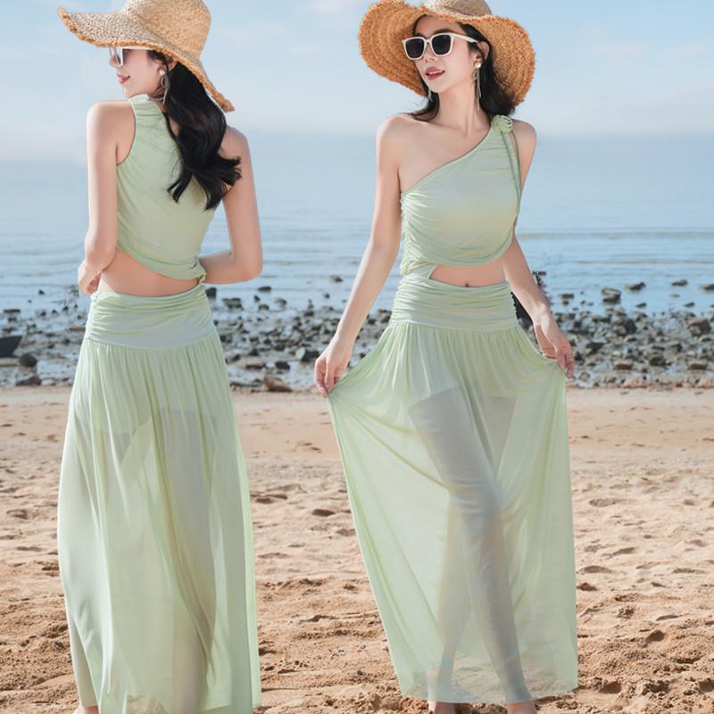 Luxury Red Off-Shoulder Thai Bikini with Long Skirt - Women's Sexy Resort Swimwear