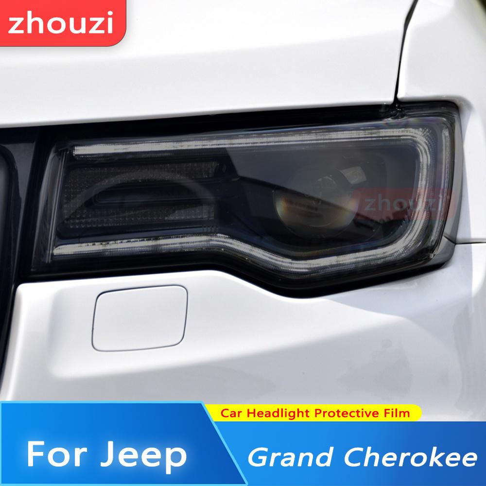 For Jeep Grand Cherokee WK2 2014- Car Headlight Tint Black Protective Film Protection Transparent TPU Sticker 2 Pcs
