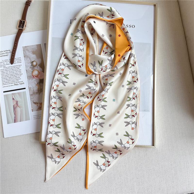 New animal print silk scarf, headband, hair rope, women's Korean tied hair, ribbon, long bundle, streamer hair accessories