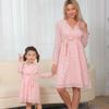 Frühlings Mutter Tochter Kleider Mode Familie Partnerlook Outfits Mama und Ich Kleidung Langarm Mama Baby Frauen Mädchen Kleid