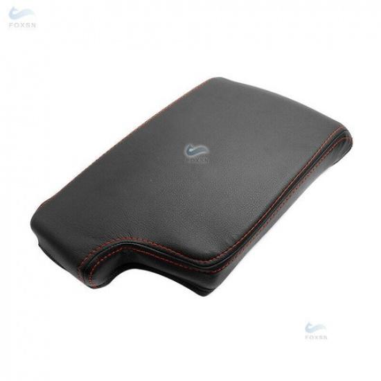 Black Leather+Red Center Armrest Console Lid Cover For BMW 3 Series E90 05-12