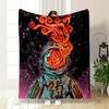 An Astronaut's Helmet Emits Swirling Fiery Patterns Against a Starry Backdrop. for All Seasons Blanket Lunch Break Throw Gift