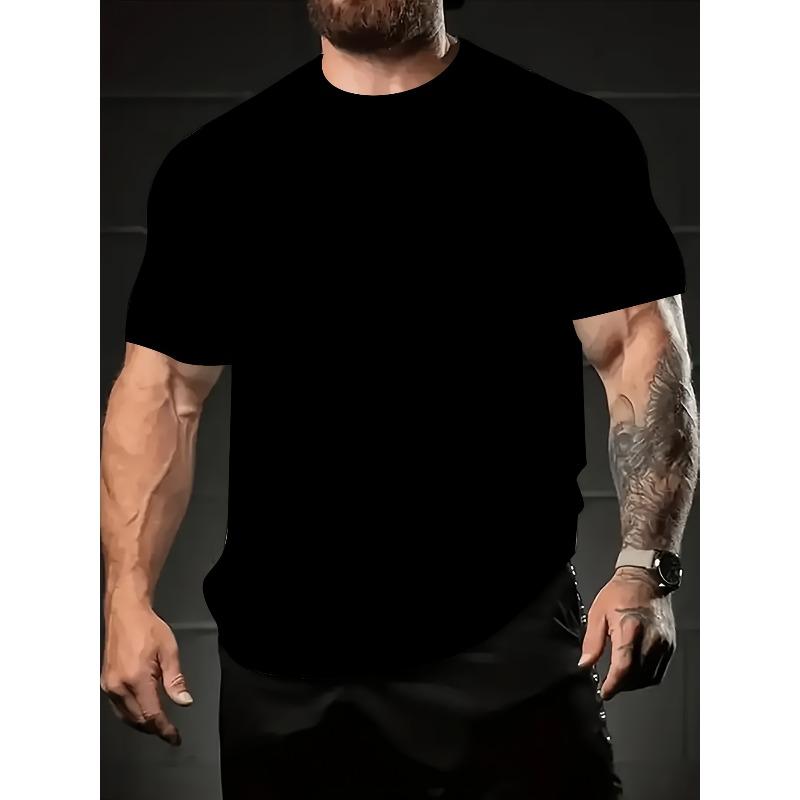 Europäische Größen Herren Sommer Kurzarm T-Shirt mit Buchstaben-Print - Lockere Passform Lässiges Rundhals-Oberteil, Leicht dehnbar Atmungsaktives Gewebe