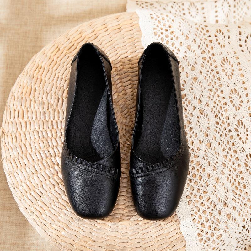 

Туфли для новой мамы, одинарные туфли, на все сезоны, с мелким вырезом, простые, универсальные, для среднего и пожилого возраста, на танкетке, повседневные женские туфли 41 чёрный