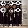 Black Aztec Western Shower Curtain for Bathroom Decor Abstract Boho Geometric Tribal Ethnic Retro American Brown Tan Simple