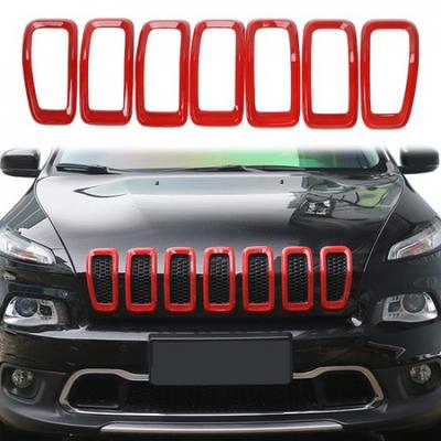 7pcs Car Front Grille Erts Grill Frame Trim Cover for Jeep Cherokee 2014-2018