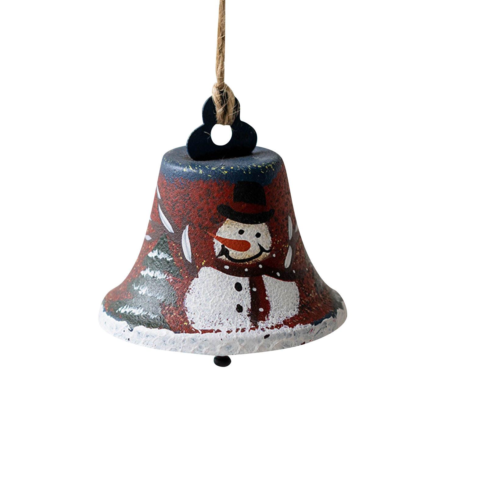 

Christmas Wrought Iron Bell Pendant Old Man Snowman Bell Decoration Christmas Tree Bell Christmas Decoration One Size