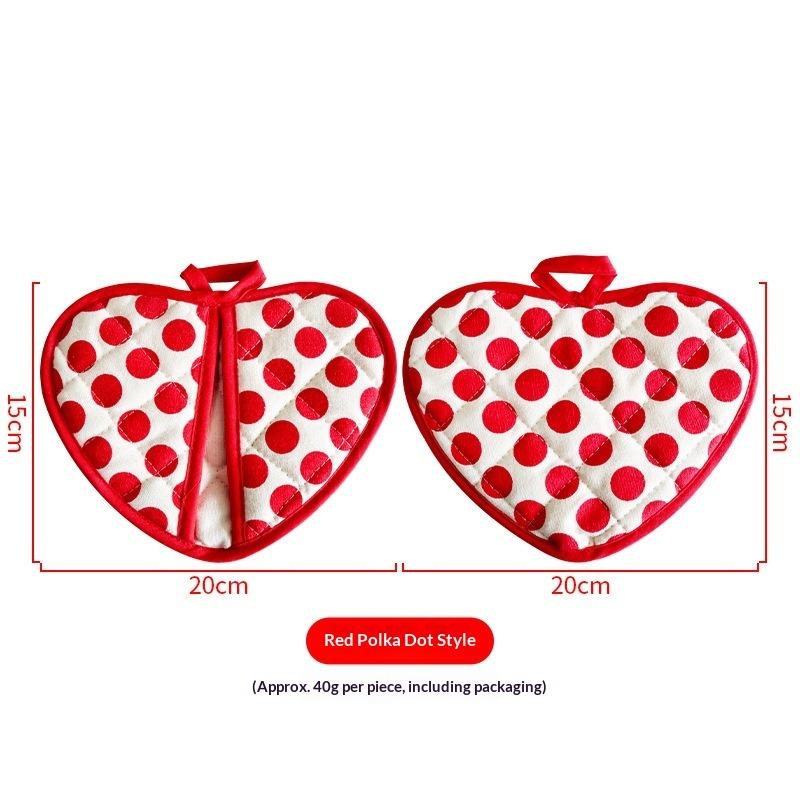 Anti-scalding Gloves for Baking Kitchens, Double-layer Thickened Cotton Heart-shaped Hand Clips, Thermal Insulation Pads, Coasters