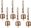 Handmade Metal Wind Chime Set with Jute Hanging Rope | Antique Style Cow Bells | Set of 6 Weatherproof Outdoor Garden Ornaments