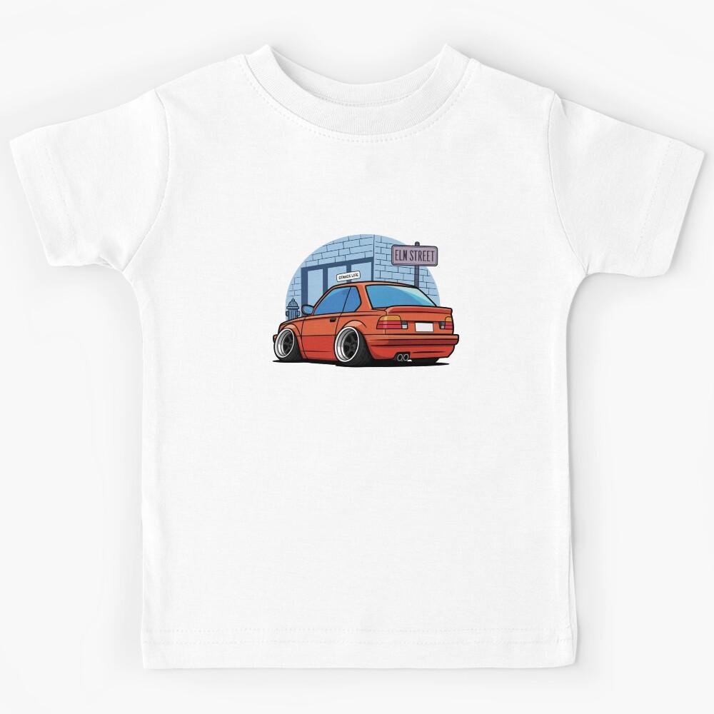 Stanced Car Street Scene Cartoon Design Kids T-Shirt 140