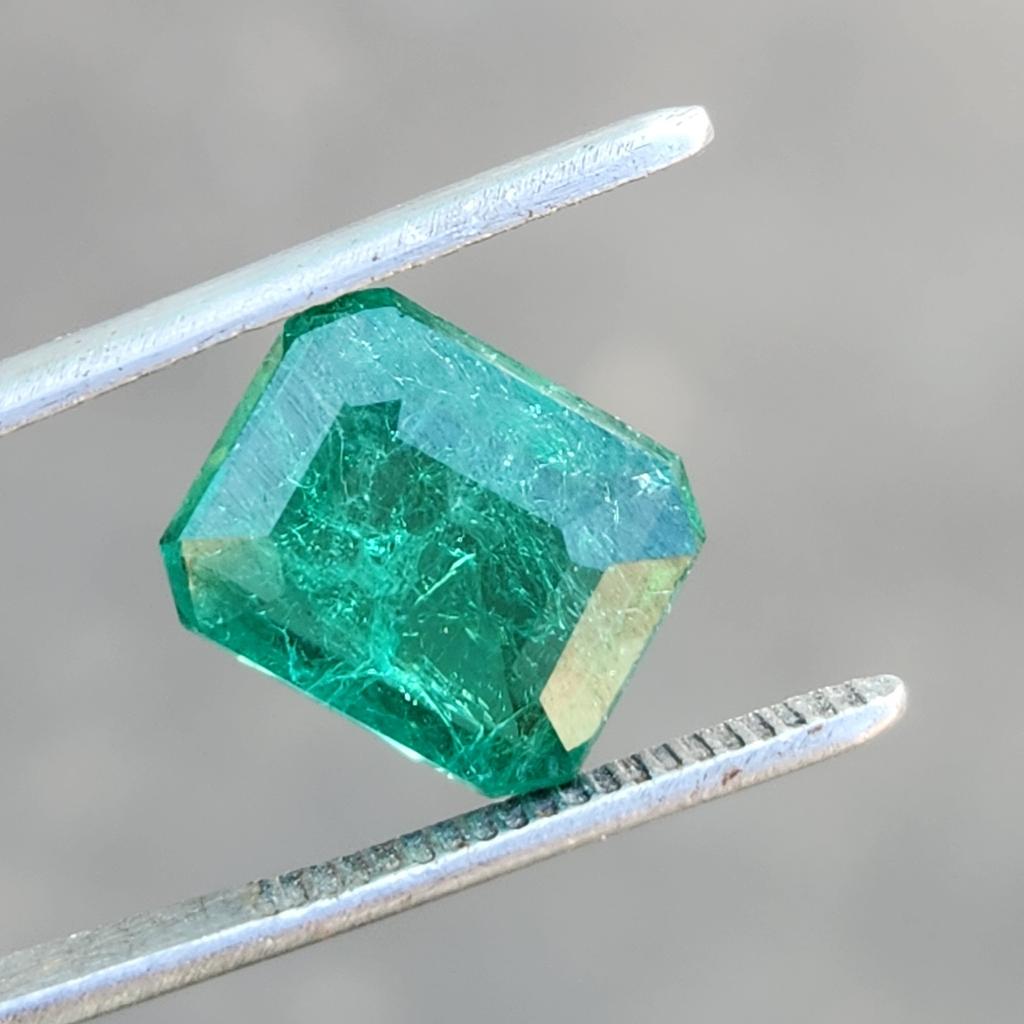 Certified Natural Zambian Green Emerald 11.60 Ct Emerald Cut Loose Gemstone