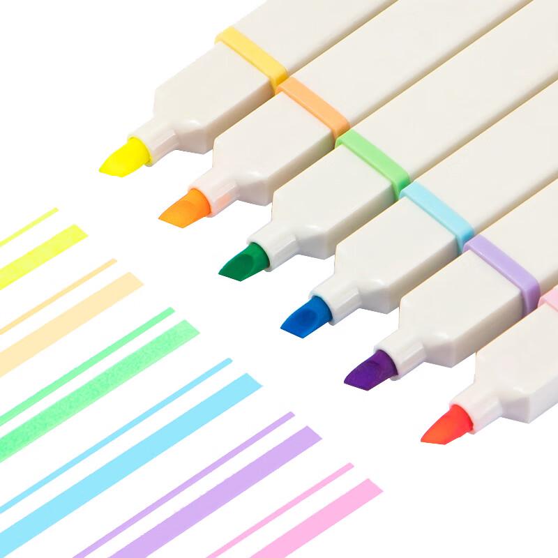Deli Square Barrel Highlighter Pen 6-Pack