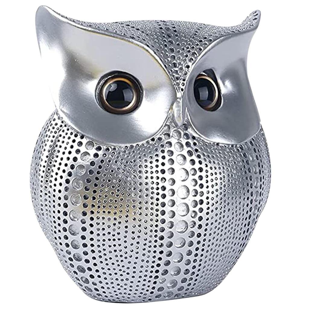 Moderne stilig Lucky Owl Resin kunstfigur (Sølv), 1 stk