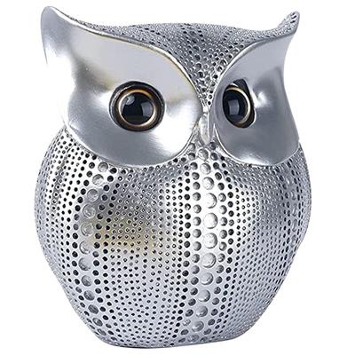 Figurină de artă din rășină, elegantă, modernă, Lucky Owl (Argint), 1 bucata