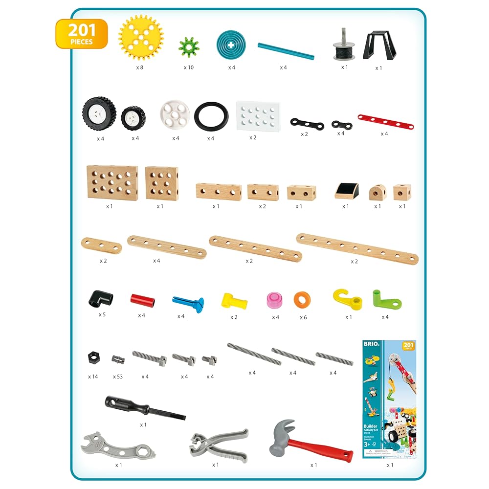 Brio Builder Activity Set II 201 Pieces Wooden Toy for Ages 3 and Up Construction Playset