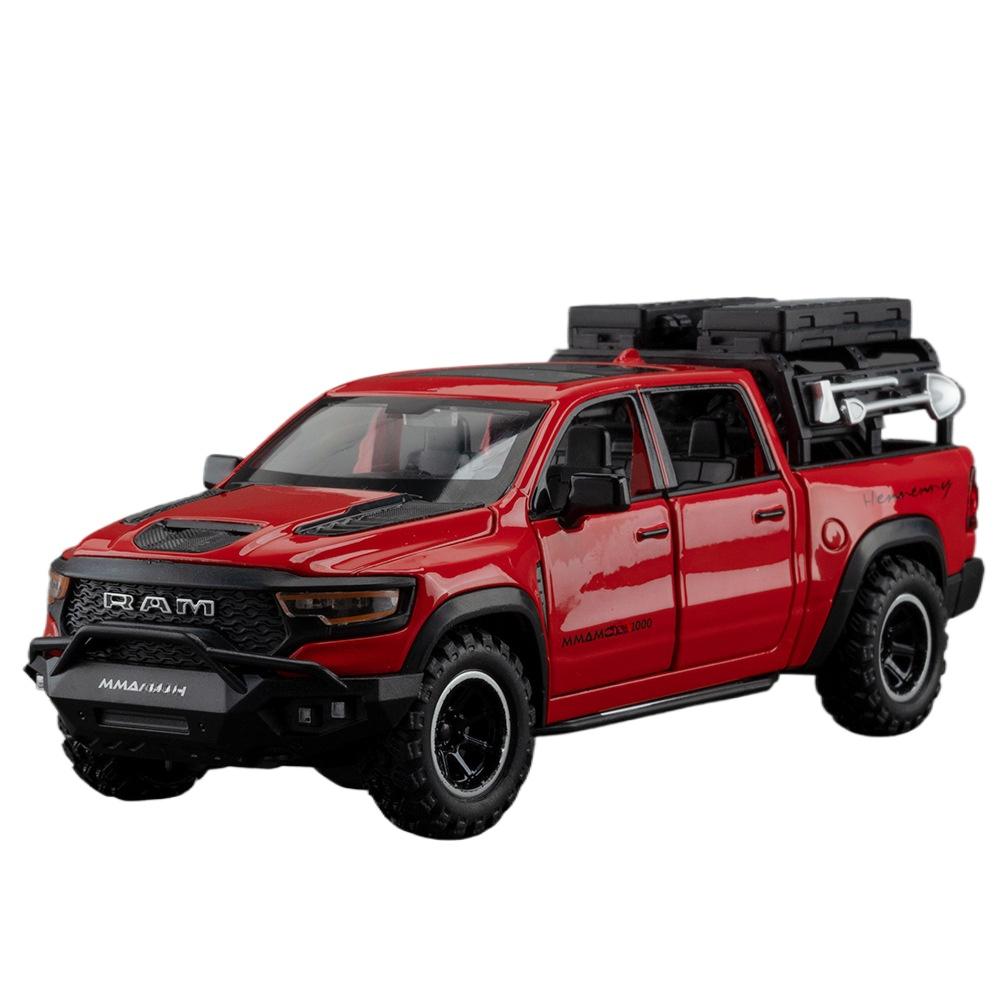 1/32 Scale Dodge RAM Mammoth Pickup Truck Off Road Alloy Toy Car Model Sound & Light Pull Back Collection Gift for Boys Children Kid