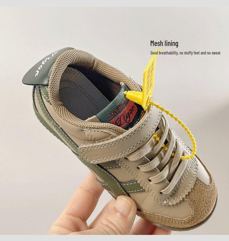 Genuine Leather Kids' Forrest Gump Sneakers - Spring 2025: Non-slip, Soft Sole, Breathable Mesh Skate Shoes for Boys and Girls.