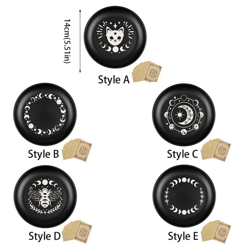 5.5 Inch Decorative Jewelry Dish Round Stainless Steel Crystal Stone Storage Tray Black Meditation Altar Tray Food