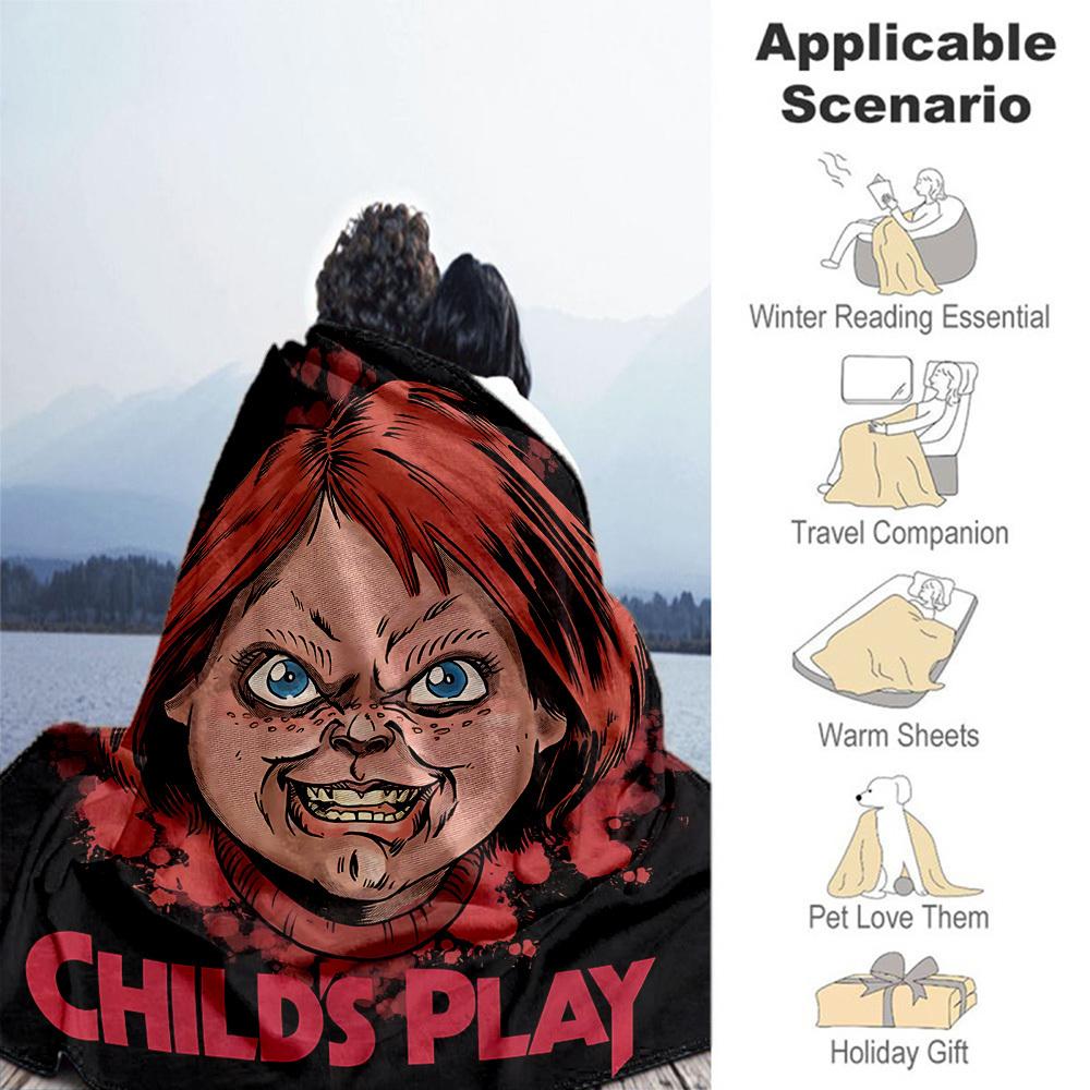 1pc Chucky Outdoor Blanket Lightweight Flannel, Soft & Warm, All Season Use for Sofa, Outdoor, Camping, Living Room, Office, Chair