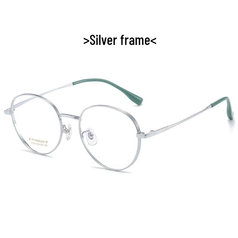 2023 Ultra-Light Round Titanium Glasses Frame with Laser Pattern – Stylish and Versatile for Men and Women