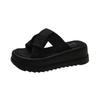 Schwarze Plateauslipper mit Absatz für Damen Sommer 2025 neu Französische High-End-Mode Strandsandalen