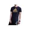 Adidas טי שירט ספורט נושמת לגברים עם הדפס לוגו רטרו, צווארון עגול ושרוולים קצרים, שחור זהב ADICTT-BG