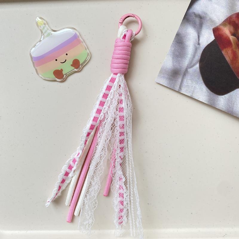 Lace Keychain Braided Rope Charm Pendant Keyring  Simple All-Matching Bag Decoration Jewelry Accessories