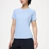 Anta Solid Color Round Neck Pullover Comfortable Sports Short Sleeve Raglan T-Shirt Women Tops Sky-Blue 162425118-1