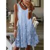 3D Digital Printed Sleeveless Plus Size Women's Dress Fashion Flower Pattern Elastic O Neck Summer Dress