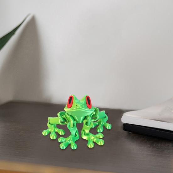 3D Printed Magnetic Frog Articulated Frog with Movable Joints Flexible Animal Stress Relief Toy for Home Office Refrigerators Desk Decoration
