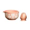 Checkered Sakura Pattern Matcha Whisk Stand Ceramic Green Tea Maker Cup  for Tea Set Accessories