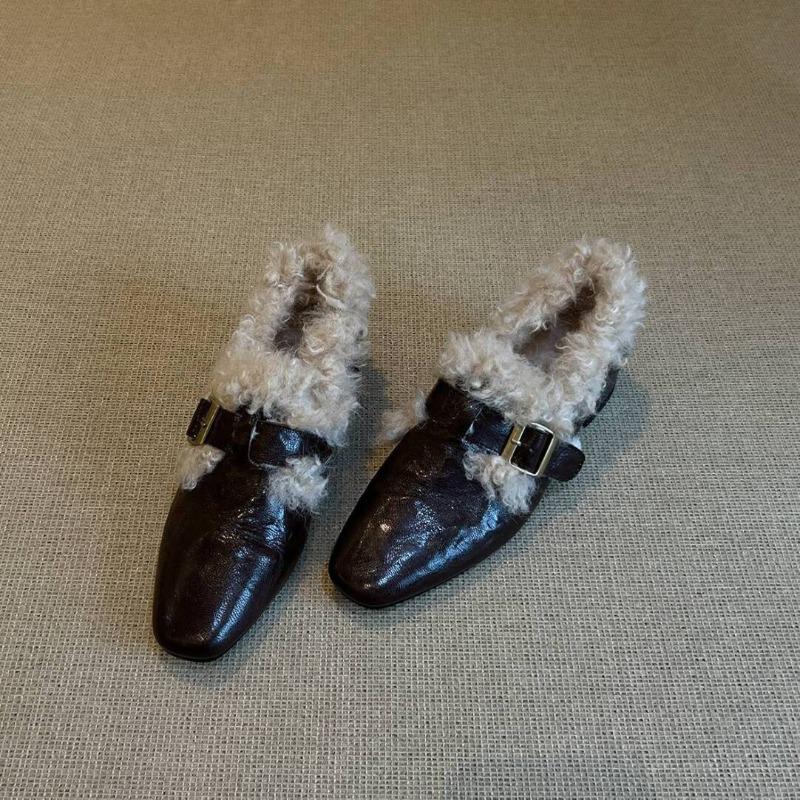 Retro Fleece-Warmschuhe mit Schnalle – Neue Damenschuhe