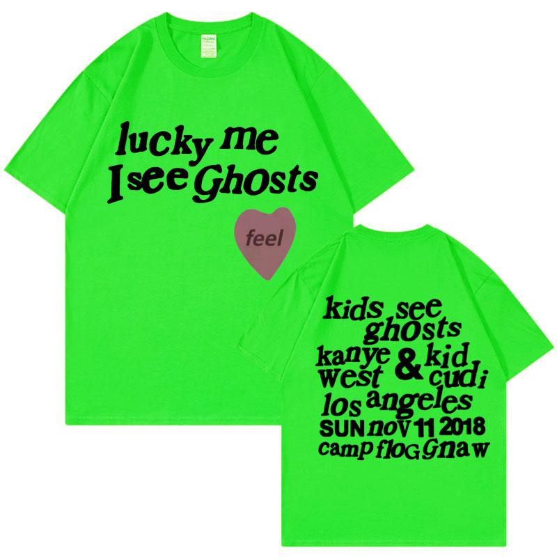 

Kids See Ghosts T Shirt - Lucky Me I See Ghosts - Kanye West Letters Print T Shirts Men Women Fashion Casual Cotton T-shirt Tops 4XL