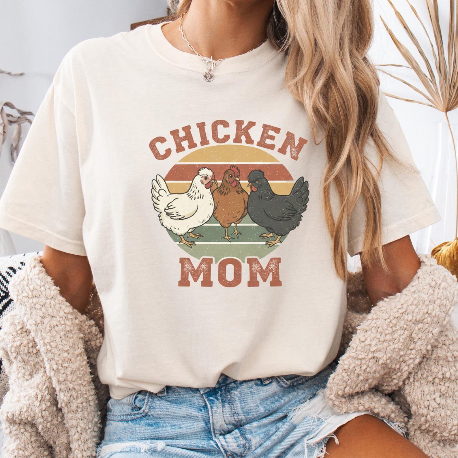 Chicken Mom Shirt Funny Farm T shirt, Backyard Hen Lover Tee, Retro Chicken Lady Gift, Poultry Farmer Top for Women M