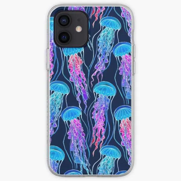 Luminescent Rainbow Jellyfish On Navy Bl Phone Case Customizable for iPhone 11 12 13 14 Pro Max Mini 6 6S 7 8 Plus X XS XR Max iPhone 11 Pro Max