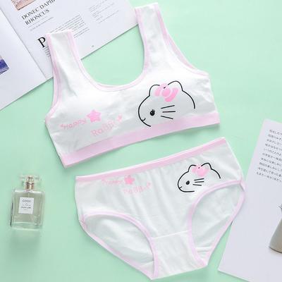 Cartoon Underwear Sets Young Girls Teenager Puberty Students Bra Vest Brassiere Panties