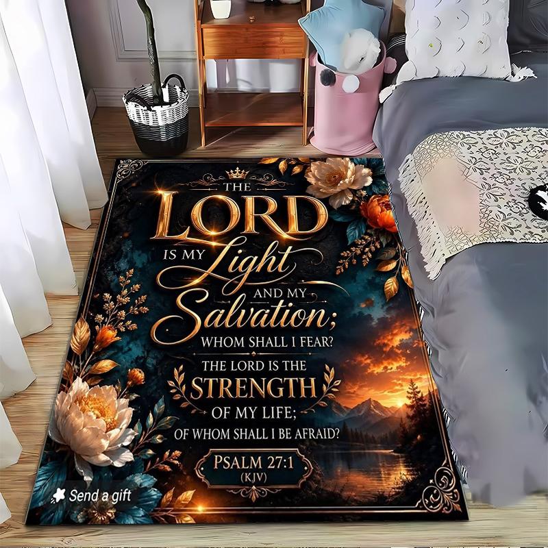 The Lord Is My Light Psalm 27:1 Non-slip Rug Suitable for Living Room and Bedroom Sofas