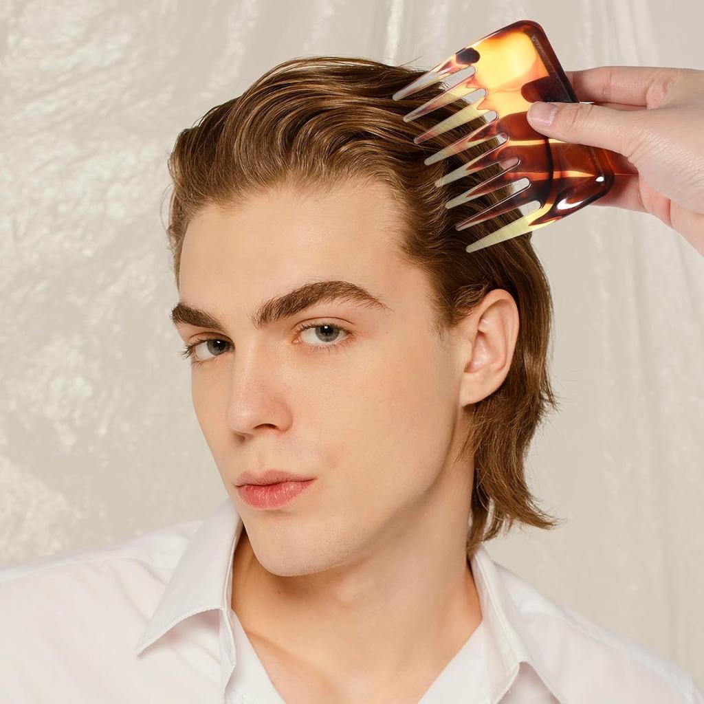 2 Pack Wide Tooth Comb,Portable Hair Combs,Hair Picks for Women Detangling Comb Wide Teeth Pocket Combs for Men Women Thick Curly Wavy Detangler Wet