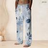 Men S Plus Size Printed Drawstring Waist Straight Leg Full Length Beach Pants With Pockets