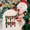 Girls 24pcs Christmas Wearable Press On Nail Patch Santa Claus Elk Snowman Cartoon Print Fake Nails Women Artificial Wear Nails