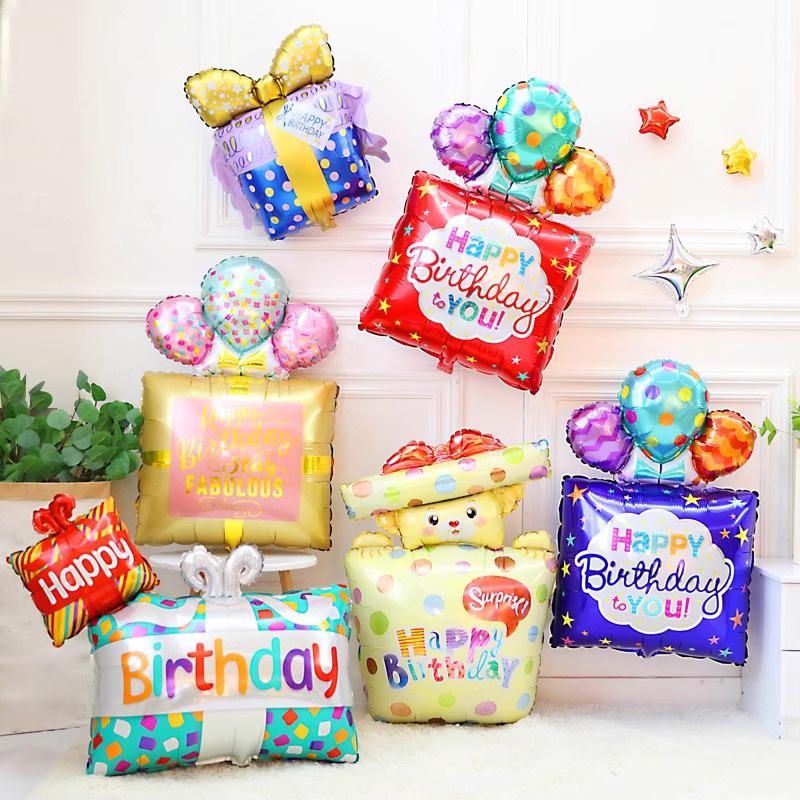 Cake Aluminum Film Balloon Wedding Ceremony Ornaments Birthday Party Scene Gift Box Aluminum Foil Photo Props