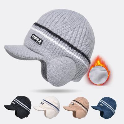 Winter Velvet Pullover Cap Outdoor Cold-proof Ear Protection Baseball Cap Men's Warm Knitted Wool Hat