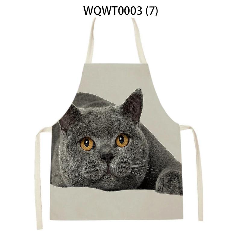 Süßes Katzenmuster Küchenschürzen Hauskochen Backen Leinen Reinigungs-Schürze Cartoon-Tier Ärmellose Schürze Hüftschürze