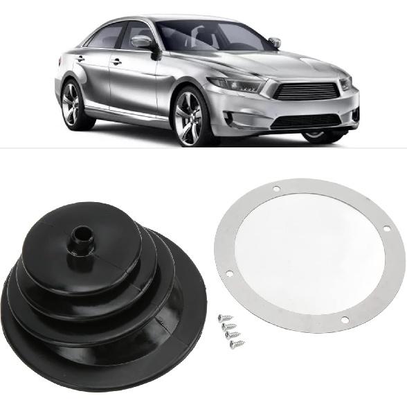 

Tbest Universal Car Shift Knob Boot,Shifter Boot and Plate Kit,Gear Shift Handbrake Lever Boot Plate Kit Dustproof Black Rubber Round 5.250in/13.3cm