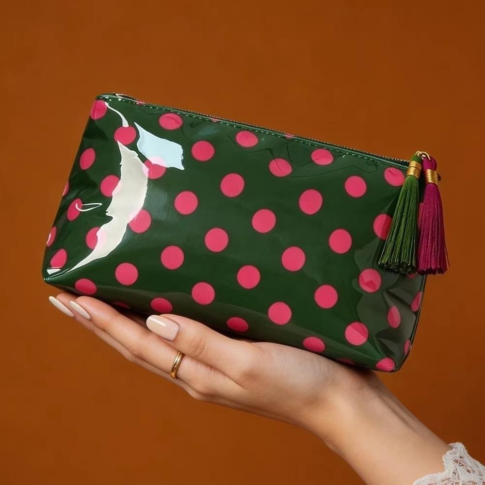 PVC PVC Cosmetic Bag Polka Dot Travel Toiletry Bag Multi-Purpose Cosmetics Organizer Vacation