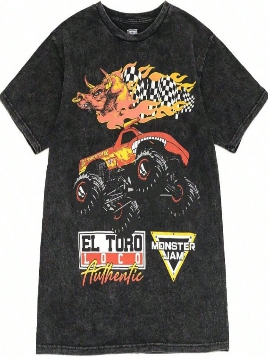 Футболка для взрослых Monster Jam Graves Diggers El Toro Loco Megalodon S разноцветный