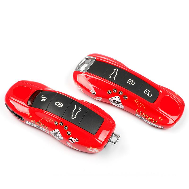 AABKR1 Red Mahjong Painting Car Key Case for Porsche Boxster Cayman Panamera Cayenne Macan 718/911 Taycan